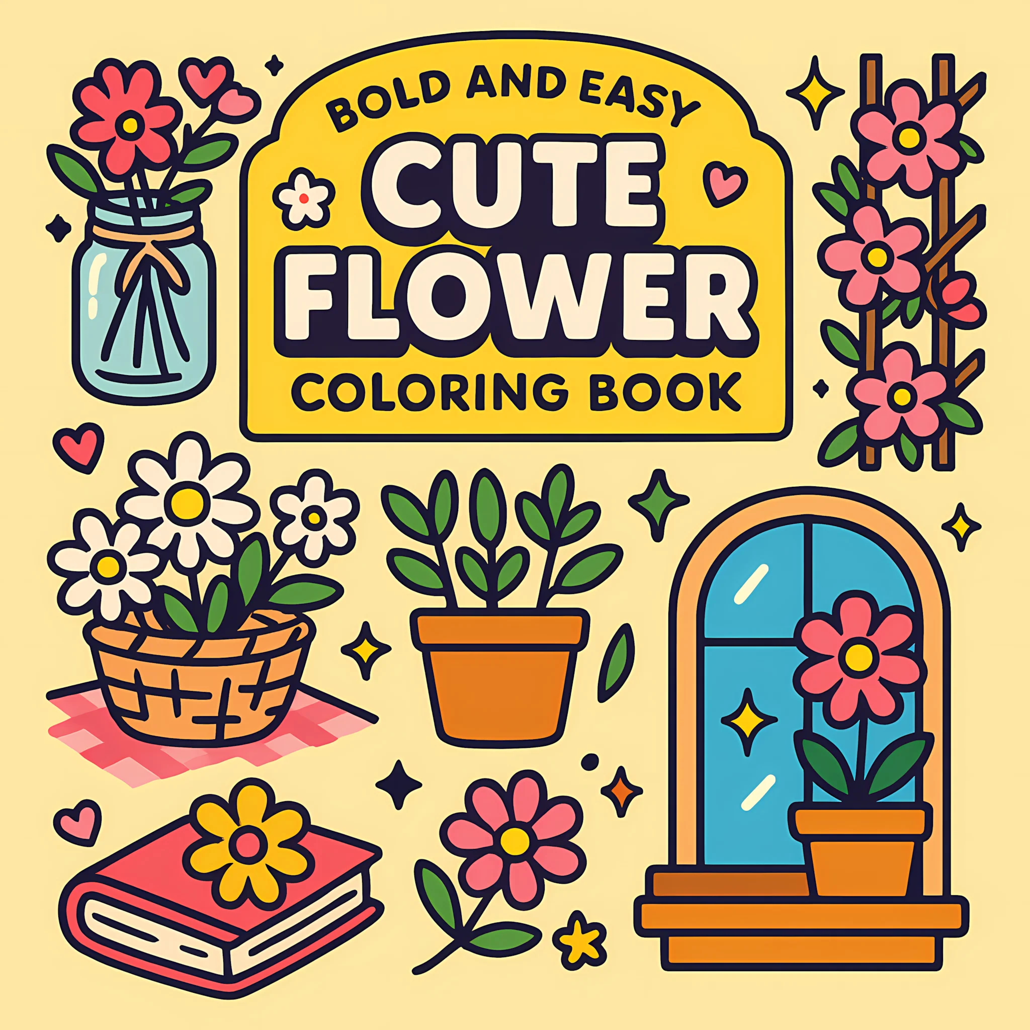 Chalk Bag - Livro de Colorir de Flores Fofas